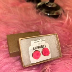 Pink stud crystal like earrings